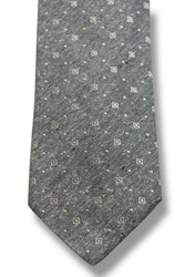 Floral Solid Shantung Tie - Grey/White