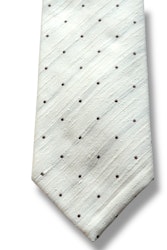 Pindot Shantung Tie - White/Brown