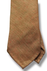 Herringbone Wool Linen Tie - Untipped - Rust/Beige
