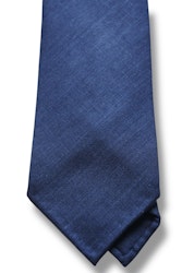 Herringbone Wool Linen Tie - Untipped - Navy Blue