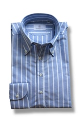 Pinstripe Heavy Oxford Popover Shirt - Button Down - White