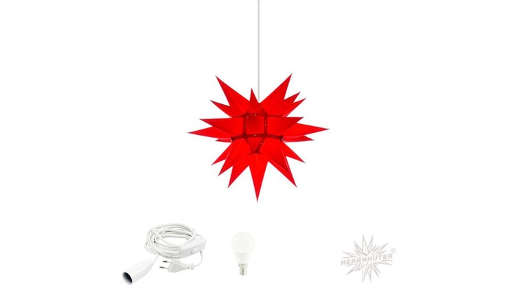 Herrnhuter Stjärna i4 röd - 40cm - inkl. belysningsset