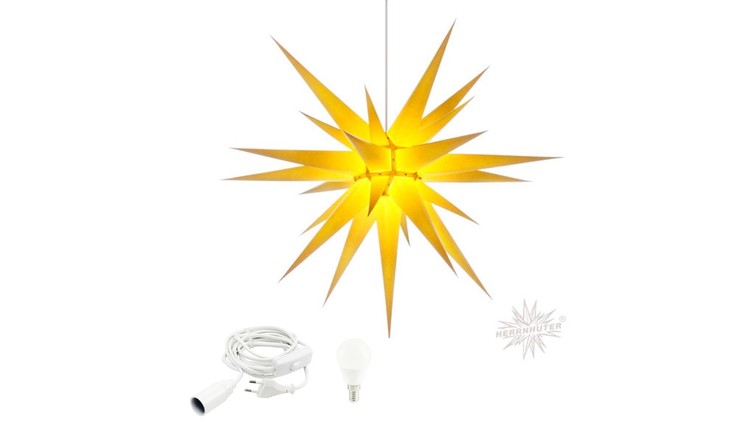 Herrnhuter Stjärna i8 gul - 80cm - inkl. belysningsset