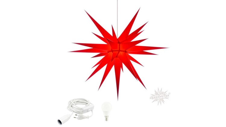 Herrnhuter Stjärna i8 röd - 80cm - inkl. belysningsset