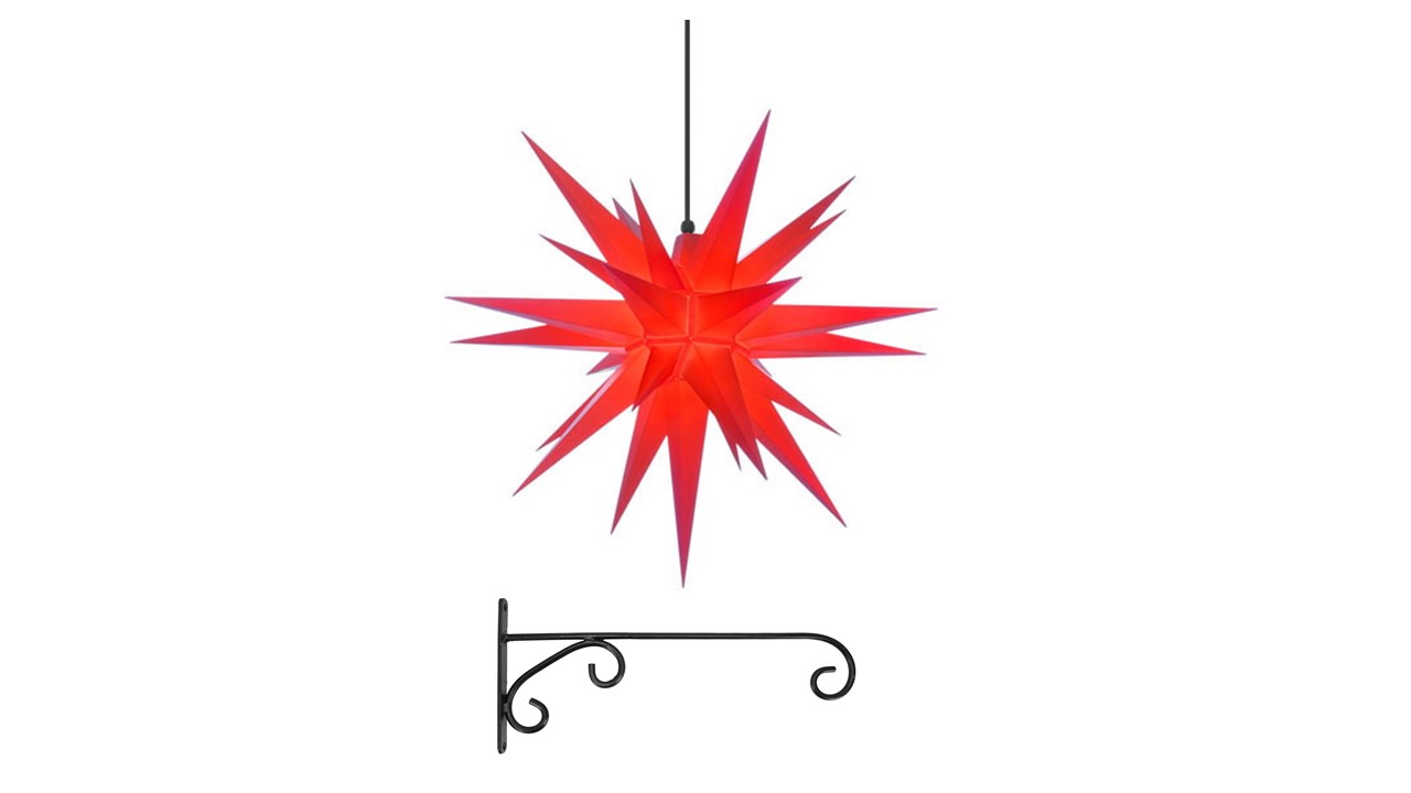 Herrnhuter Stjärna A7 röd - 68cm inkl. belysning och vägghållare