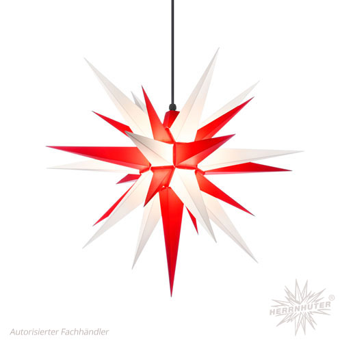 Herrnhuter Stjärna A7 röd-vit  - 68cm inkl. belysning och vägghållare
