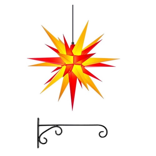 Herrnhuter Stjärna A7 röd-gul  - 68cm inkl. belysning och vägghållare