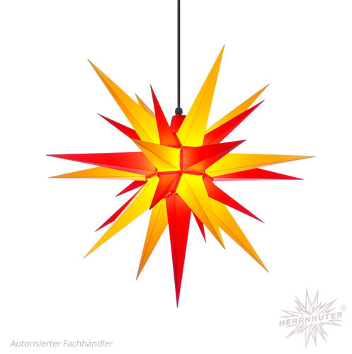 Herrnhuter Stjärna A7 röd-gul  - 68cm inkl. belysning och vägghållare