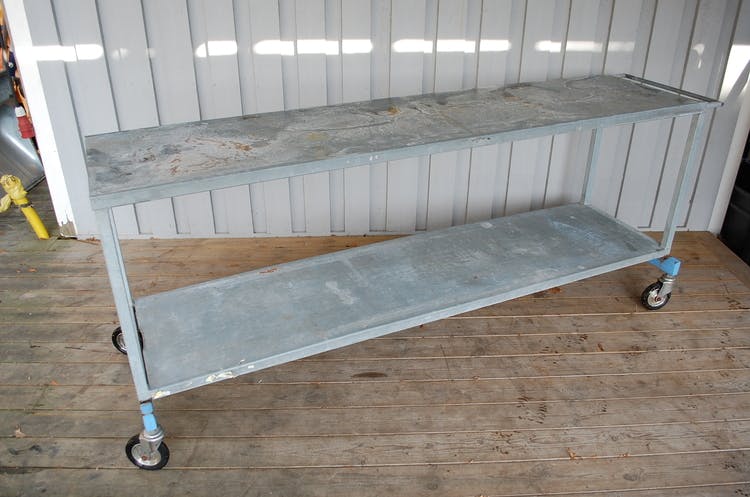 Rullvagn / arbetsbord i galvaniserad stål - 200 x 50 cm
