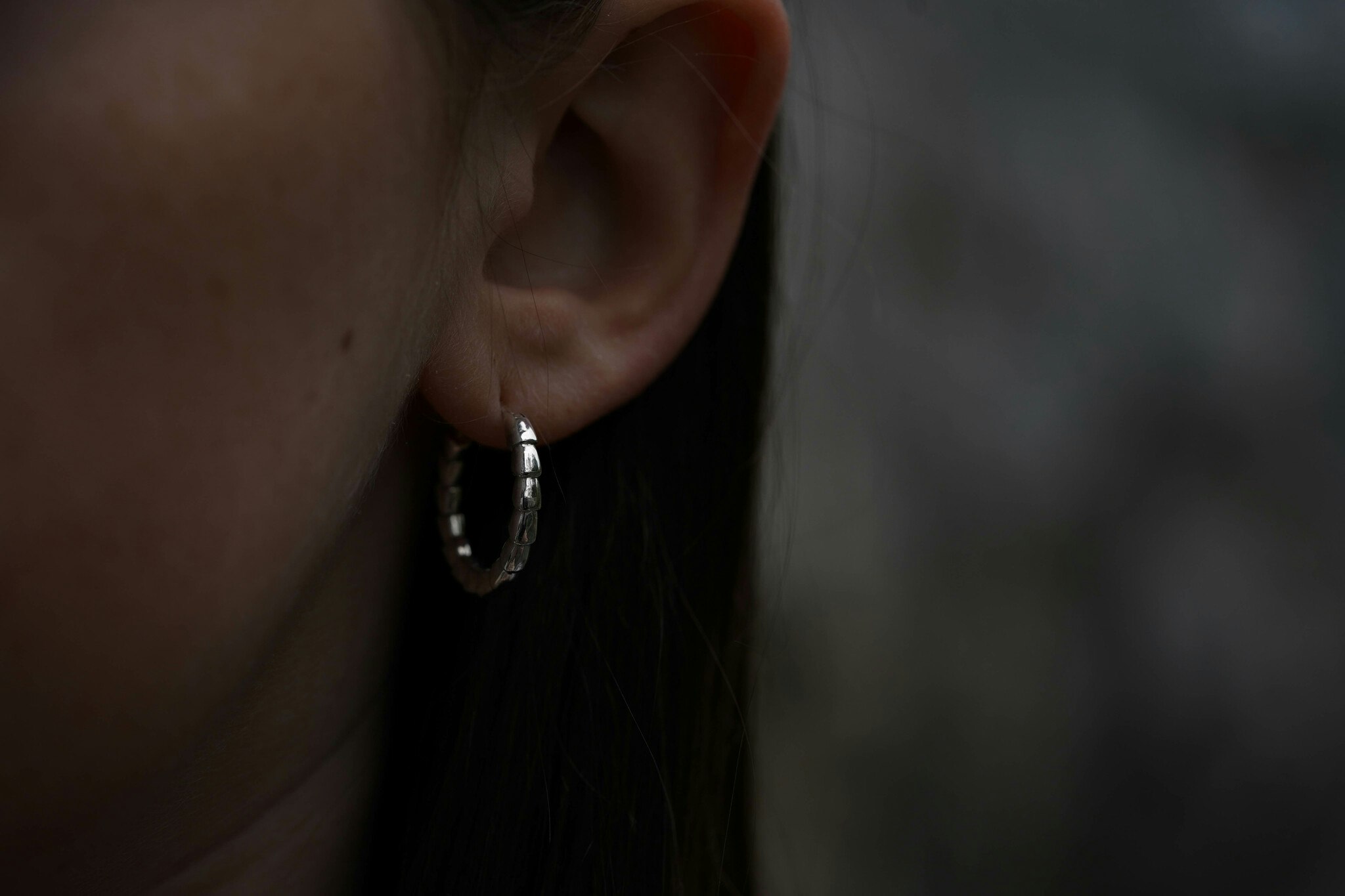 YIN & YANG. Hoops, silver.