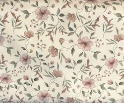Offwhite kanvas med blomstermønster pris or 0,5 meter