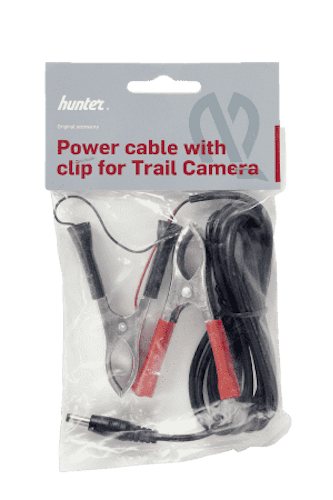 Hunter strömkabel för kamera med klämmor för 12V.
