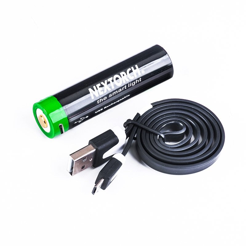 Nextorch laddningsbart 18650,3400 mAh, med inbyggd USB-laddport inkl laddkabel