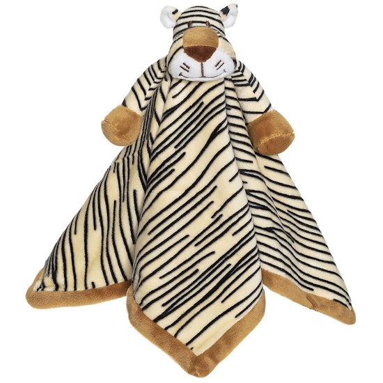 Snuttefilt, tiger, 35 cm, beige, svart, plysch, diinglisar, teddykompaniet