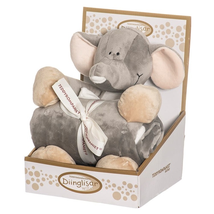 Diinglisar Giftbox Elefant, Stort Gosedjur & Filt - Teddykompaniet i Båstad