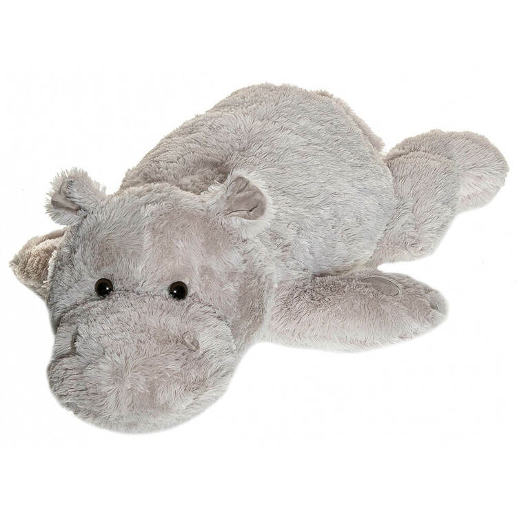 Liggande Flodhäst Gosedjur, grå, 100 cm - Teddykompaniet i Båstad