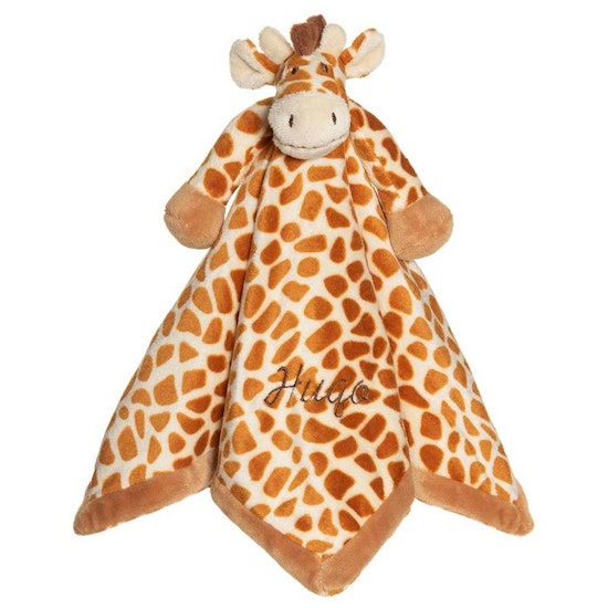 Snuttefilt med namn, giraff, 35 cm, beige, plysch, diinglisar, teddykompaniet