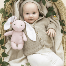 Elina, kanin i bomull & linnemix, dimrosa, 20 cm