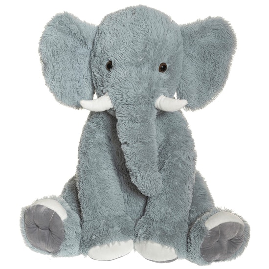 Sittande Elefant Gosedjur, grå, 60 cm