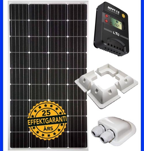 SOLCELL 160W + monteringspkt+15 Amp MPPT