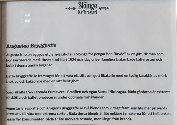 Slöinge kafferosteri Augustas bryggkaffe 250g