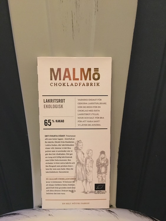 Malmö Choklad Lakritsrot 65% Kakao Ekologisk