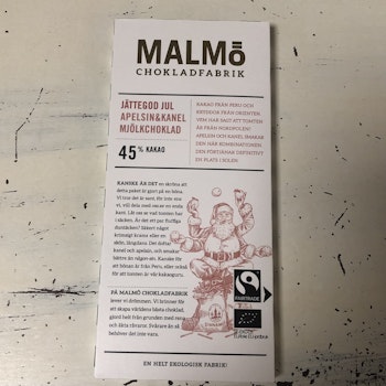 Malmö Choklad Jättegod Jul Apelsin & Kanel Mjölkchoklad Ekologisk