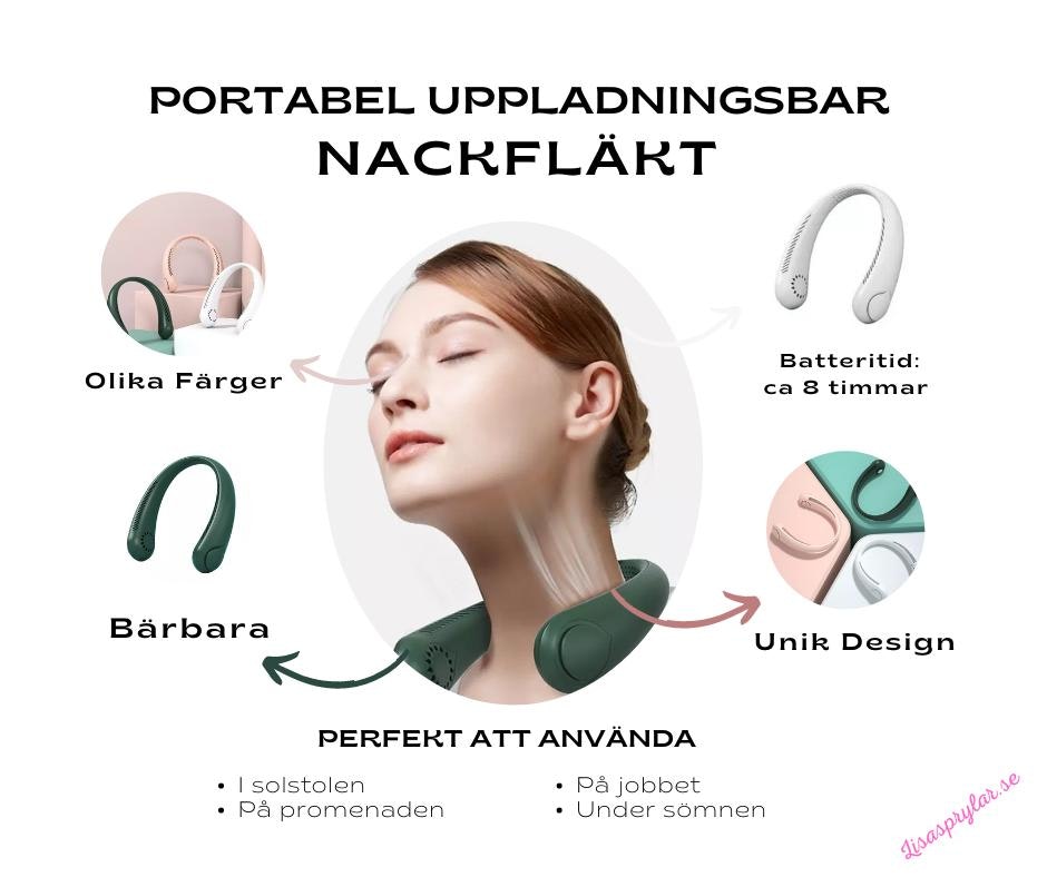 Portabel uppladningsbar nackfläkt