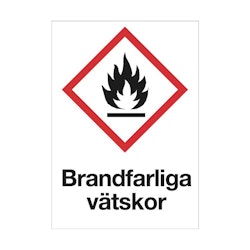 Varningsskylt Brandfarliga varor plast