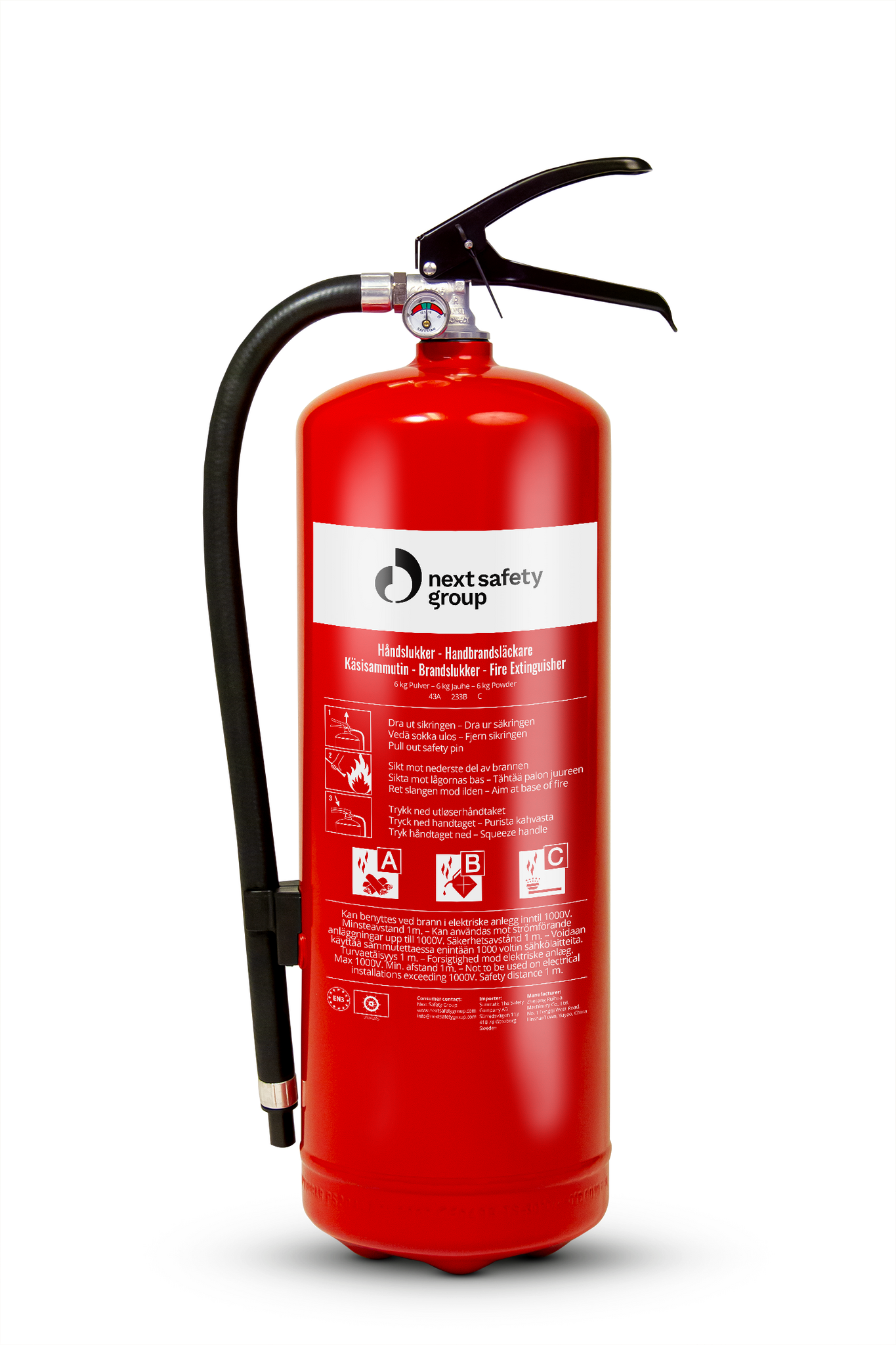 Brandsläckare pulver 6kg typ PE6NSR-C Next Safety Group