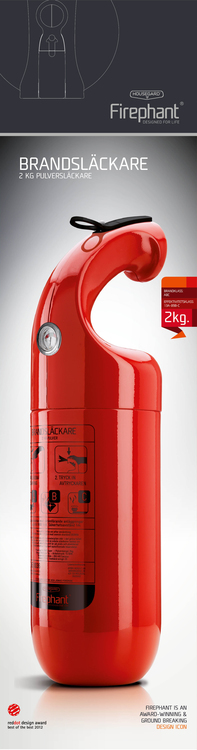 Housegard Firephant 2 kg pulversläckare, röd