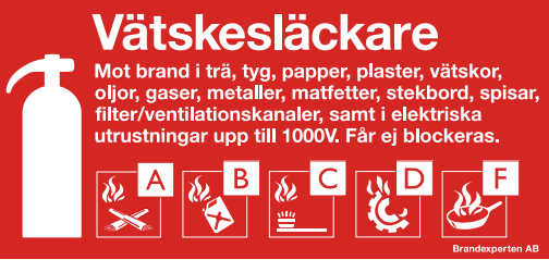 Vätskesläckare Skylt alu