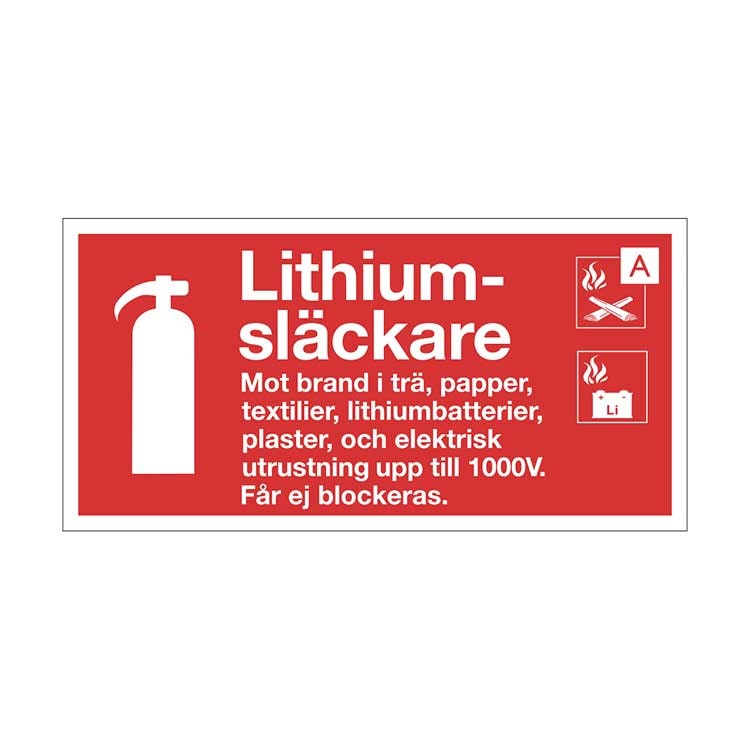 Brandsläckare Lithium skylt