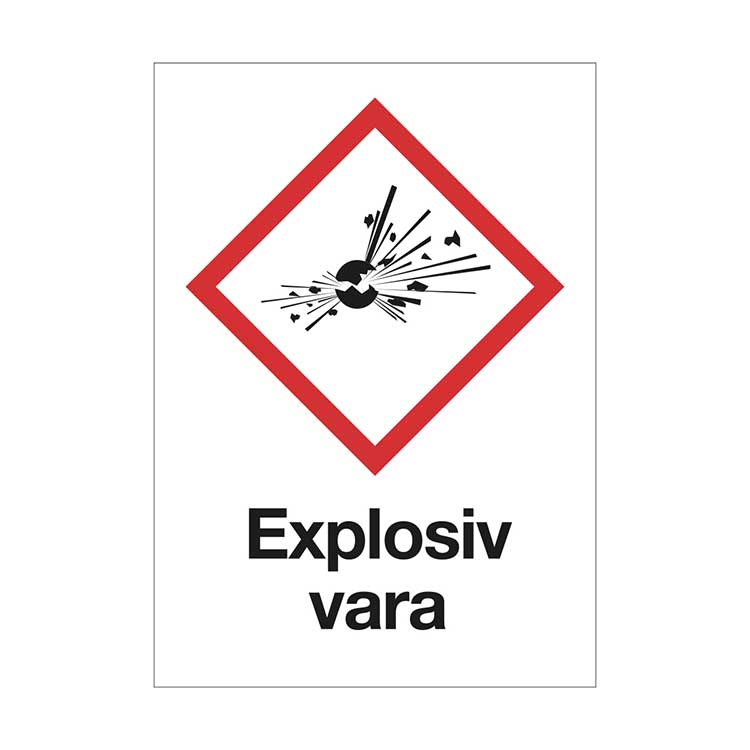 Varningsskylt Explosiv vara plast