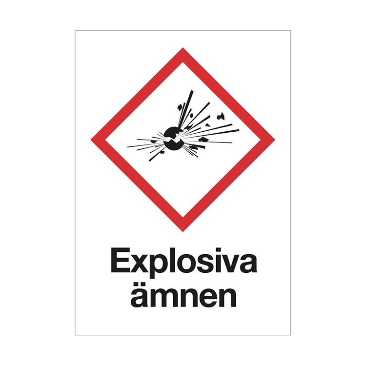 Varningsskylt Explosiva ämnen plast