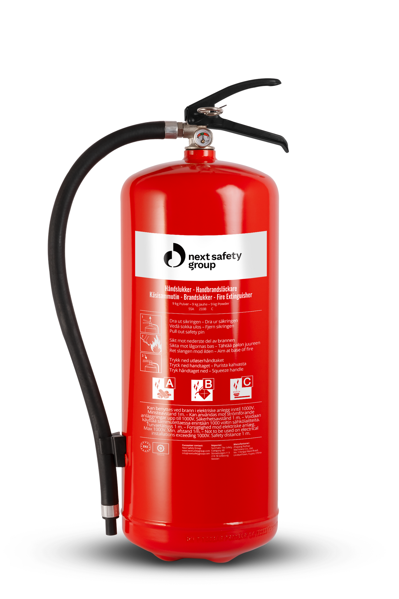 Brandsläckare pulver 9kg typ PE9NSR-A Next Safety Group