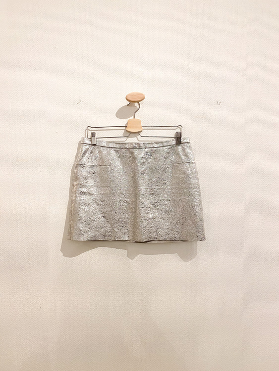 OTHER STORIES Leather Silver Skirt (40)