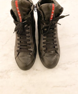 PRADA High Top Leather Sneakers (41)