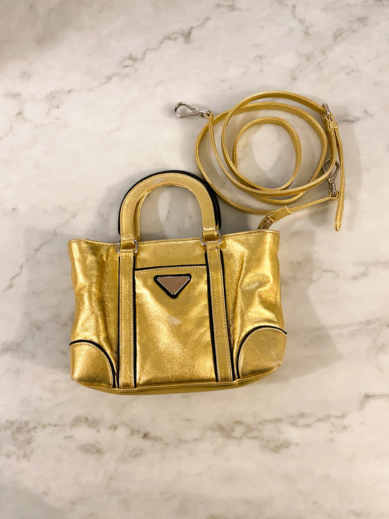 PRADA Mini Gold Crossbody Bag