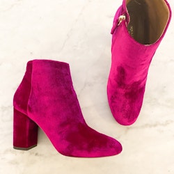 AQUAZZURA Pink Velvet Ankle Boots (38)