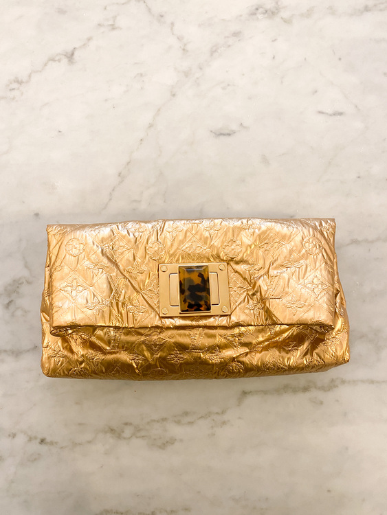 LOUIS VUITTON Limited Edition Gold Monogram Jacquard Altair Clutch Bag