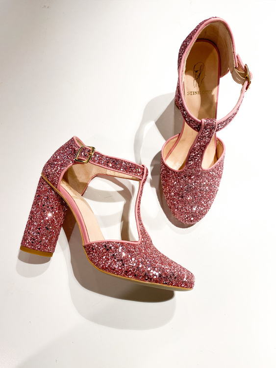STINE GOYA Marta Pink Glitter Heels (36)