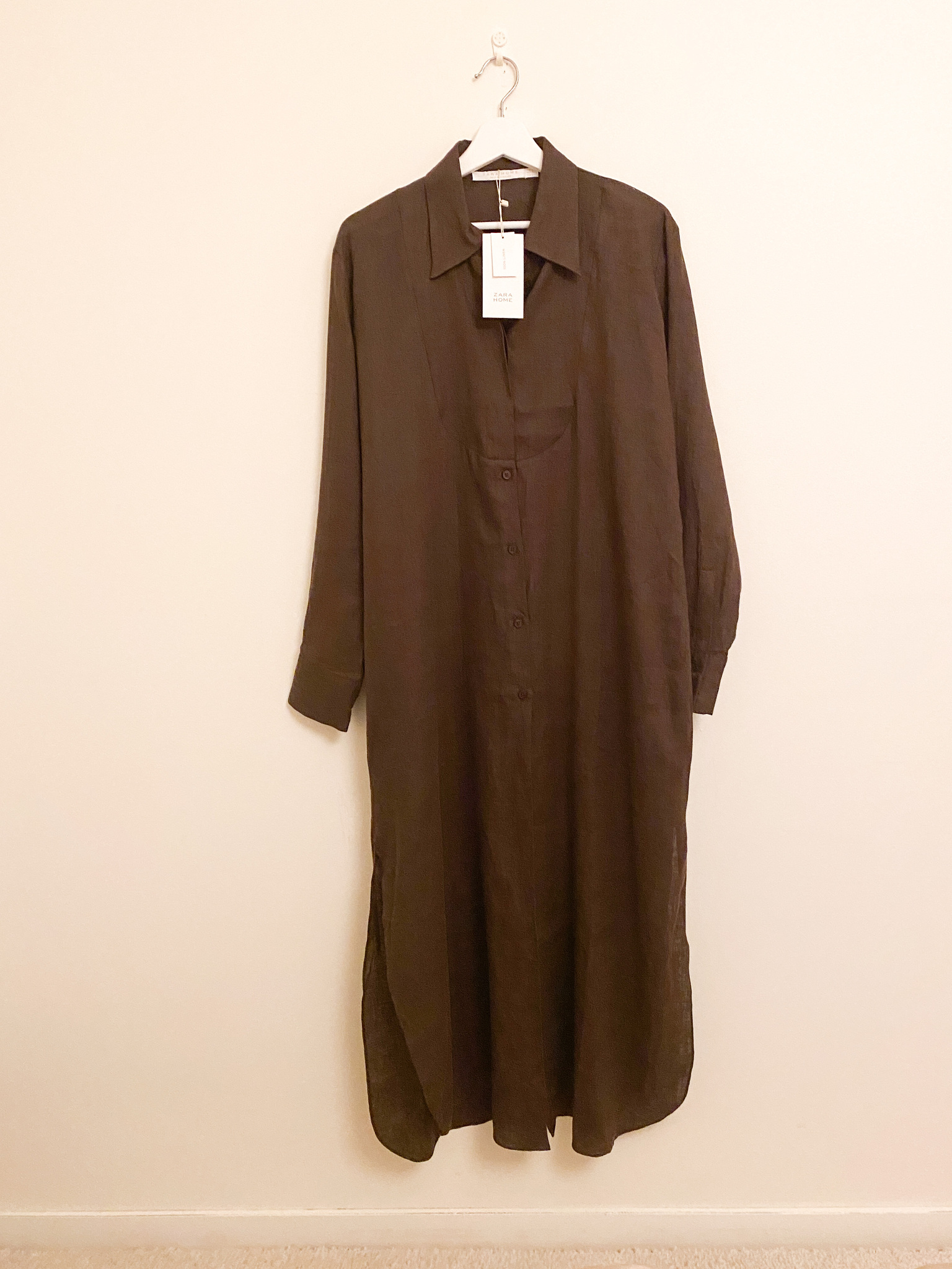 ZARA Home Brown Linen Shirt Dress (L)
