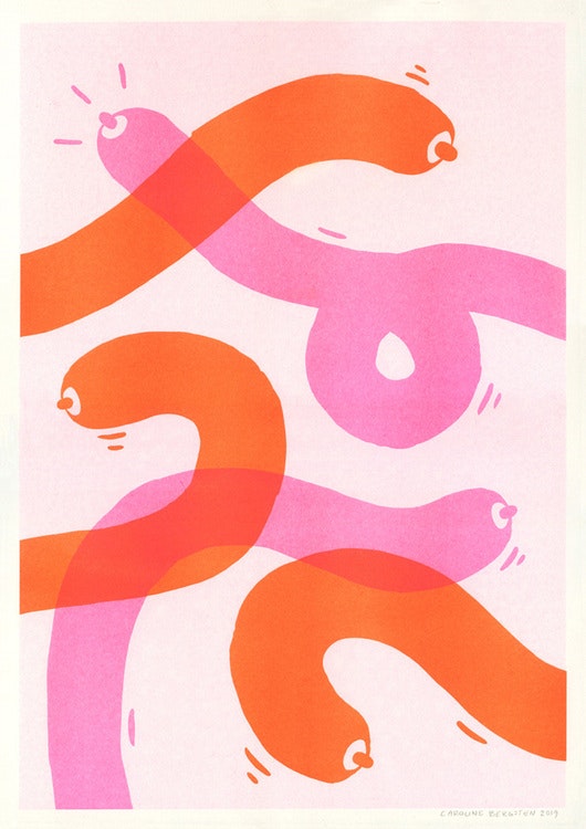 Dancing Tits, A3 Riso print