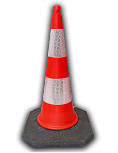 Traffic cone Mastercone in 100% recycled thermoplastic at the bottom