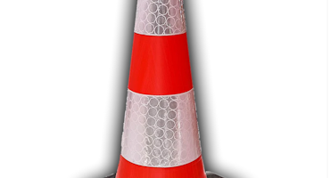 Traffic cone Mastercone in 100% recycled thermoplastic at the bottom