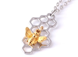Halsband med bi i hexagon