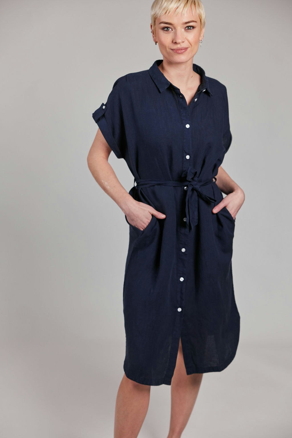 Belted Linen Dress