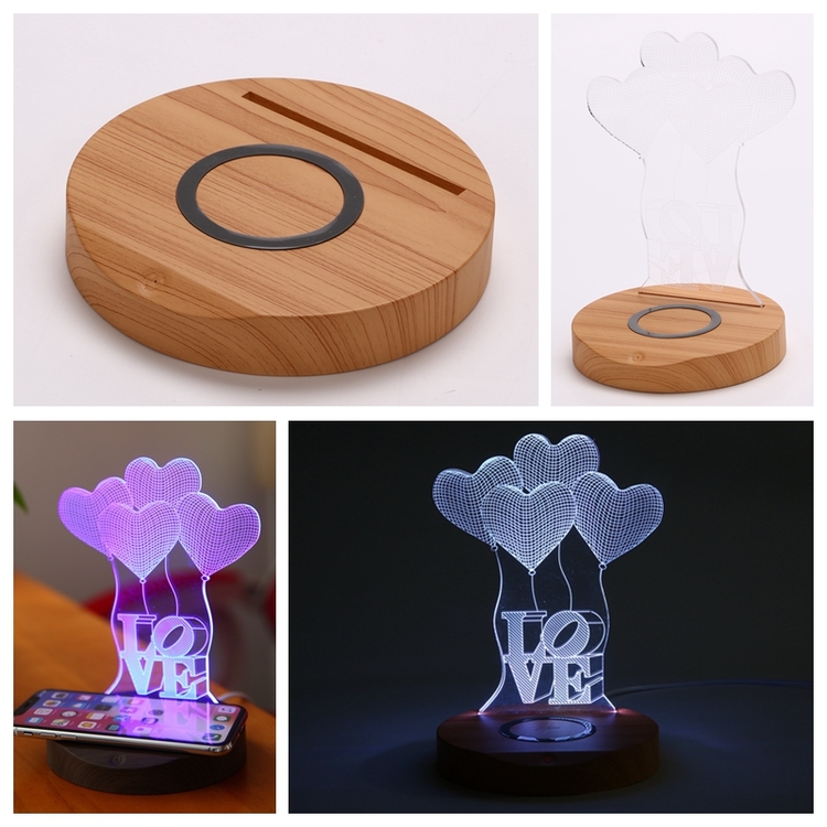 Supermysig 3D / Nattlampa / Led-lampa med trådlös telefonladdare