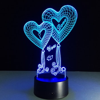 3D Led-lampa / Nattlampa You & Me